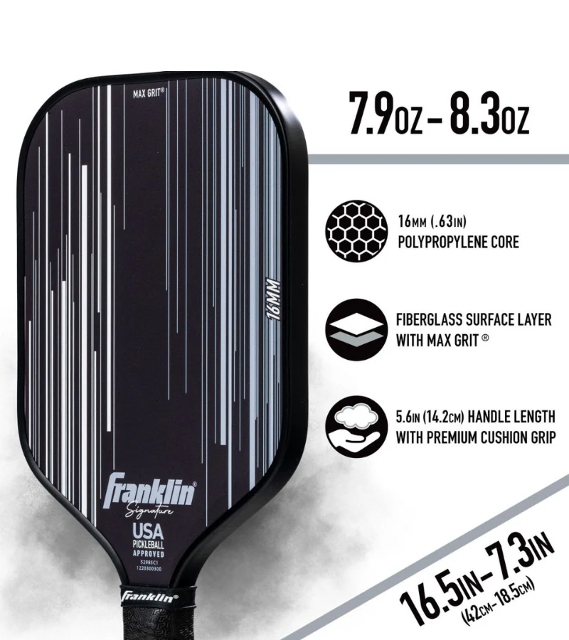 Franklin Signature Series Fiberglass Pro Pickleball Paddle Black - Image 4