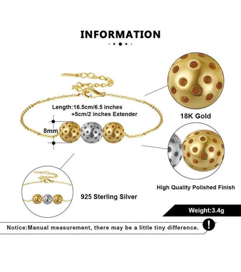 Pickleball Ball Trio Adjustable Bracelet - Image 4