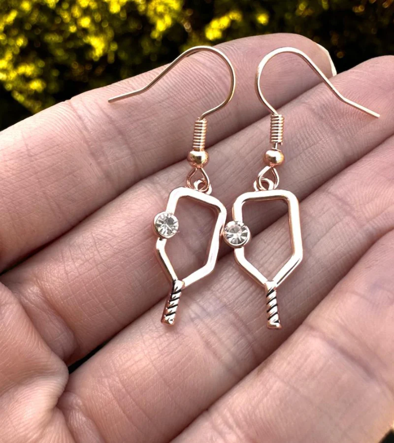 Pickleball Paddle CZ Drop Earrings - Image 3