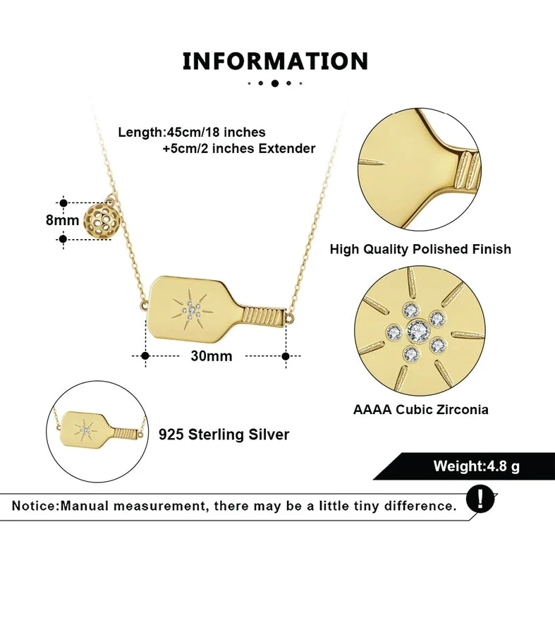 PickleBelle Cross Court Pickleball Necklace Gold - Image 3