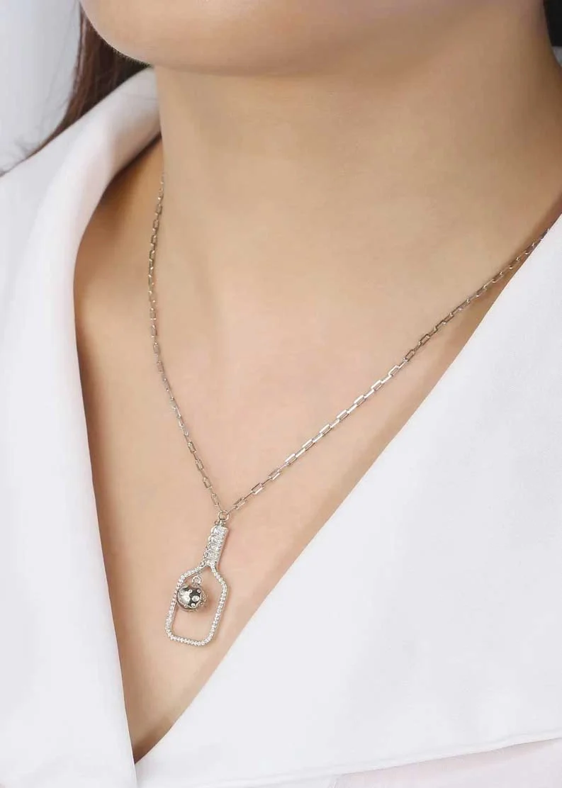 PickleBelle Volley Plus Silver Necklace - Image 3