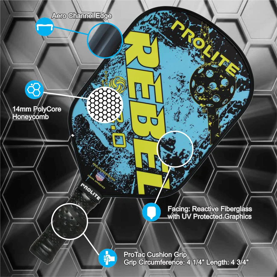 Prolite Rebel PowerSpin 2.0 Pickleball Paddle - Image 6