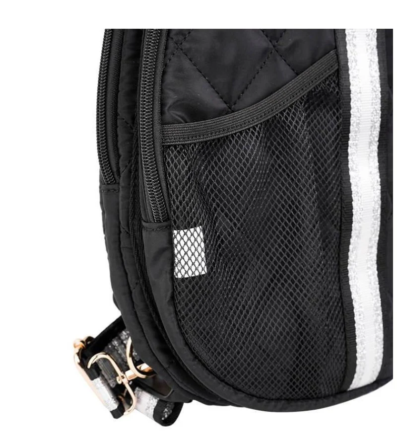 Quilted Designer Pickleball Sling Bag - Black - Image 5