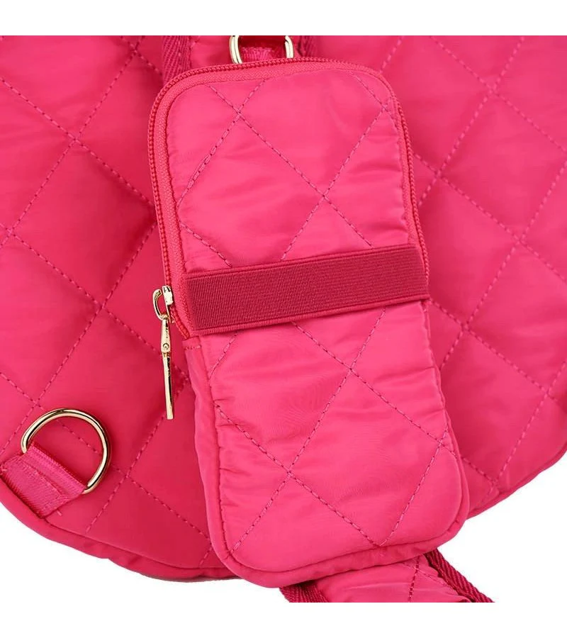 Quilted Designer Pickleball Sling Bag - Hot Pink - Image 3