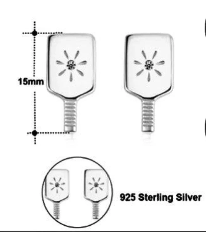 Sterling Silver Pickleball Paddle Stud Earrings - Image 4